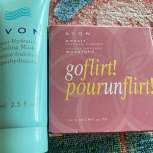 2 NIB Discontinued AVON Face Products * COOLING MASK & Go Flirt MOSAIC POWDER